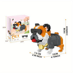 Bulldog Dog Building Block Model Educational Toy Gift
