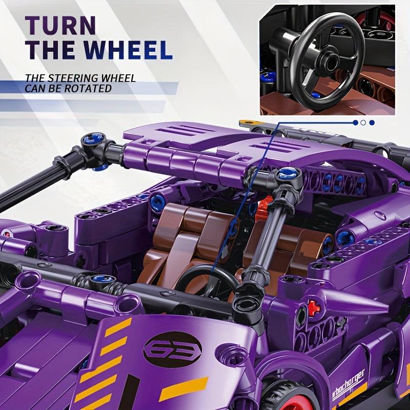 470pcs Purple Model Supercar Building Blocks Racing Car Toy