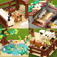 Animal Scene Log House Building Blocks DIY Desktop Model Ornament Gift