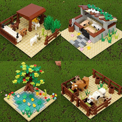 Animal Scene Log House Building Blocks DIY Desktop Model Ornament Gift