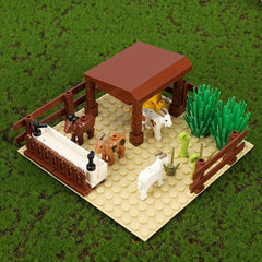 Animal Scene Log House Building Blocks DIY Desktop Model Ornament Gift