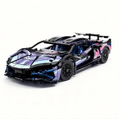 Classic Purple Sports Car Building Blocks - Educational Toy for Children
