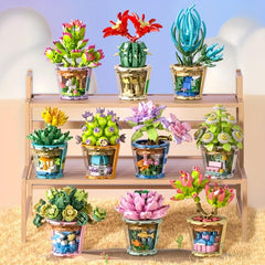 Building Blocks Flower Potted Creative Life Assembled Plants Office Desktop
