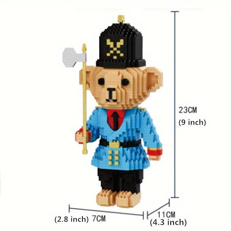 2pcs Cartoon Building Toy Soldier Bear Anime Model Lovely Toys Assembly