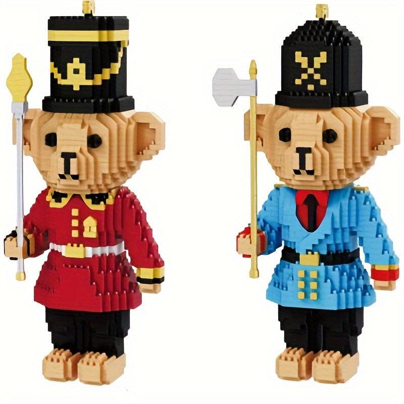 2pcs Cartoon Building Toy Soldier Bear Anime Model Lovely Toys Assembly