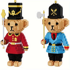 2pcs Cartoon Building Toy Soldier Bear Anime Model Lovely Toys Assembly