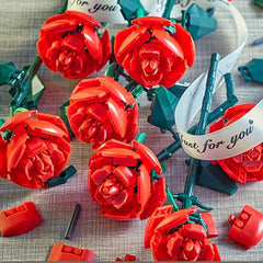 Red Rose Building Blocks Gift for Girlfriend