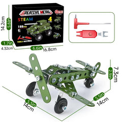 166pcs Metal Building Military Series Assembly Toys For Kids