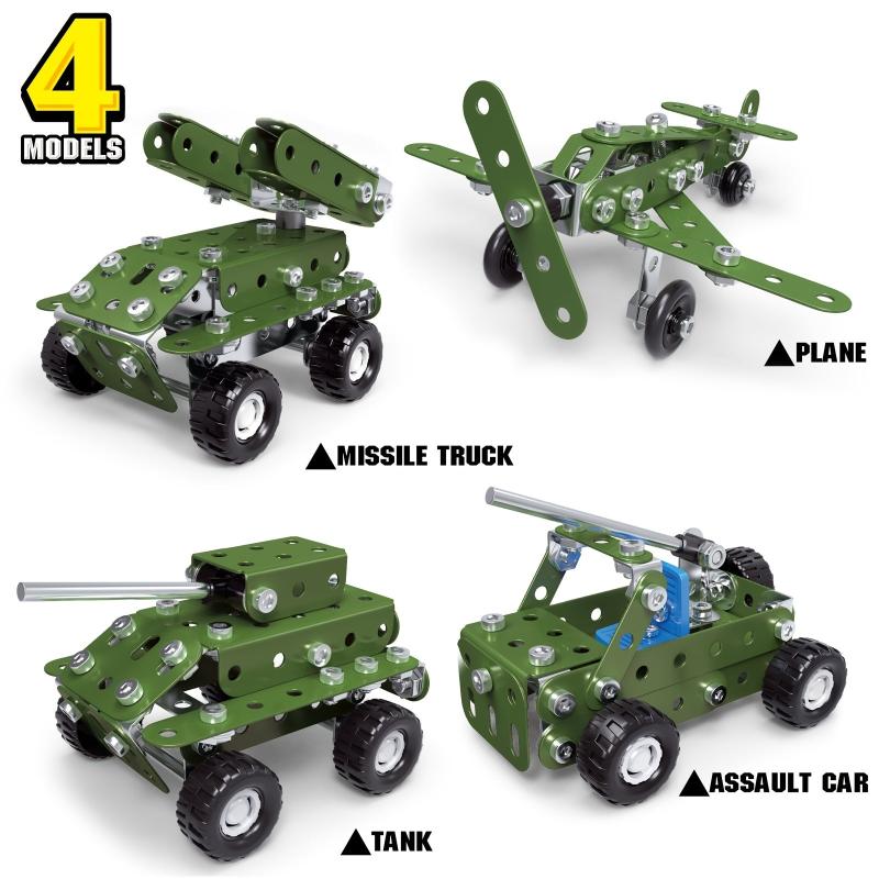 166pcs Metal Building Military Series Assembly Toys For Kids