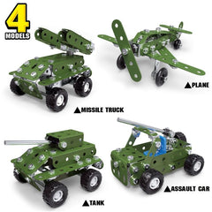166pcs Metal Building Military Series Assembly Toys For Kids