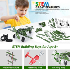 166pcs Metal Building Military Series Assembly Toys For Kids