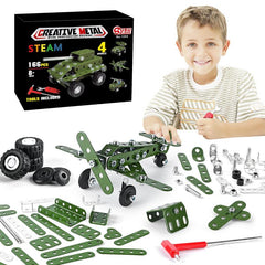 166pcs Metal Building Military Series Assembly Toys For Kids