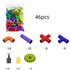 46pcs Pipe Building Blocks Assembly Water Pipe Puzzle Plastic Splicing Toys