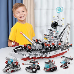 651pcs Aircraft Carrier Building Blocks Kids Toys