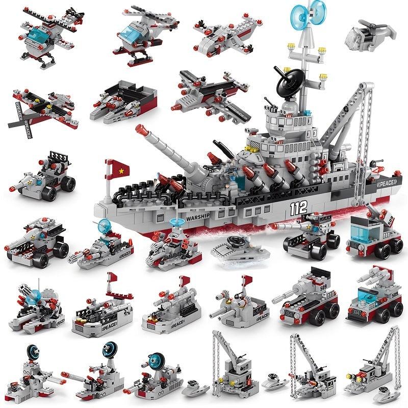 651pcs Aircraft Carrier Building Blocks Kids Toys