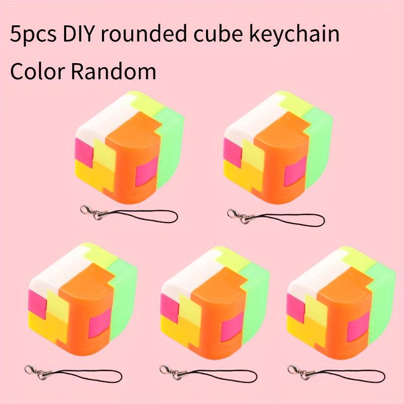 5pcs DIY Keychains Cube Keychain Rounded Cube Keychain Creative Assembly