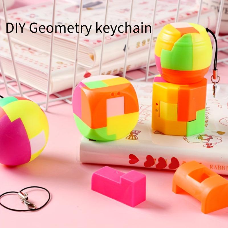 5pcs DIY Keychains Cube Keychain Rounded Cube Keychain Creative Assembly