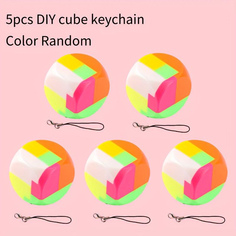 5pcs DIY Keychains Cube Keychain Rounded Cube Keychain Creative Assembly