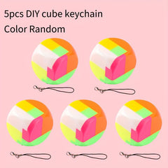 5pcs DIY Keychains Cube Keychain Rounded Cube Keychain Creative Assembly