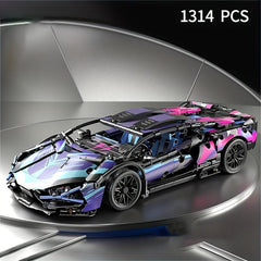 1314 pcs Purple Racing Car Building Blocks Set for Kids