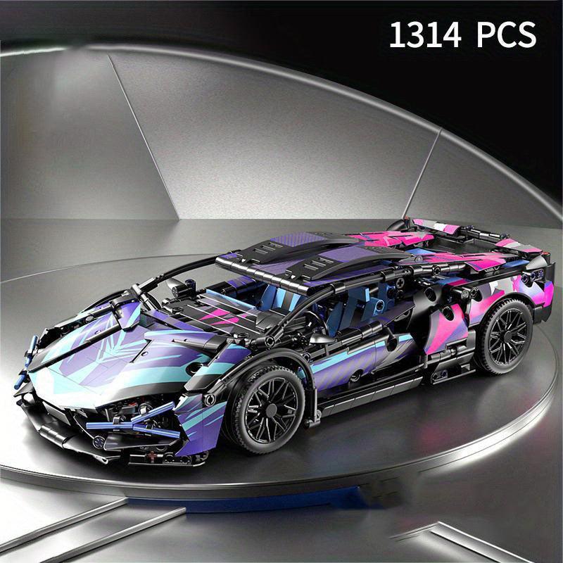 1314 pcs Purple Racing Car Building Blocks Set for Kids