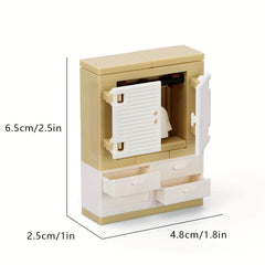 Mini Refrigerator Washing Machine & Wardrobe Building Blocks Toy Set