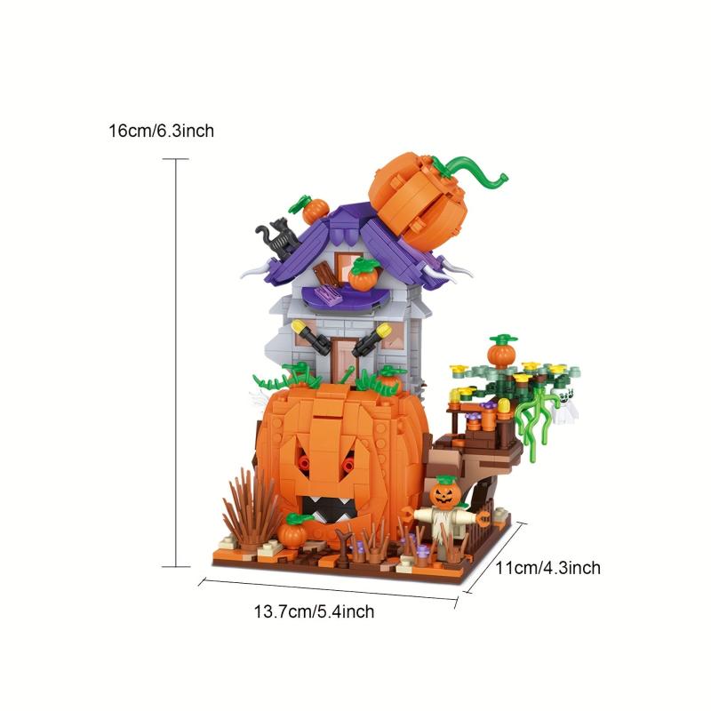 762pcs Halloween Pumpkin House Building Blocks
