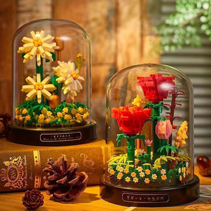 DIY Splicing Puzzle Toy Rose Building Blocks Bouquet Potted Plant