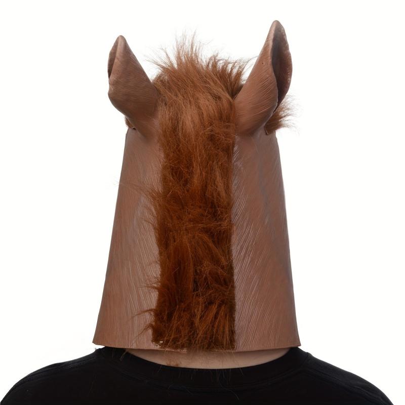 Latex Brown Horse Head Mask for Men Party Cosplay