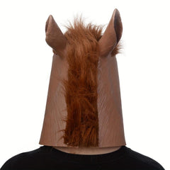 Latex Brown Horse Head Mask for Men Party Cosplay