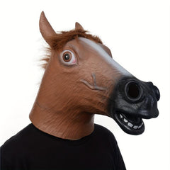 Latex Brown Horse Head Mask for Men Party Cosplay