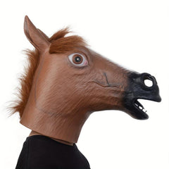 Latex Brown Horse Head Mask for Men Party Cosplay