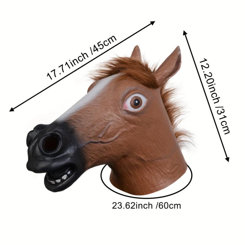 Latex Brown Horse Head Mask for Men Party Cosplay