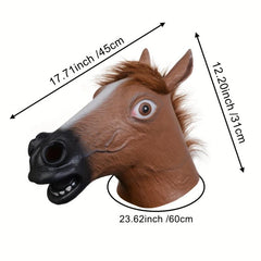 Latex Brown Horse Head Mask for Men Party Cosplay