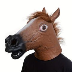 Latex Brown Horse Head Mask for Men Party Cosplay