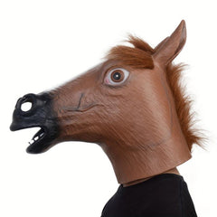 Latex Brown Horse Head Mask for Men Party Cosplay