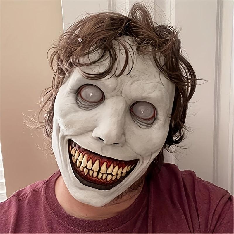 Men's Creepy Halloween Mask Scary Smiling Demon Evil Cosplay Costume Props