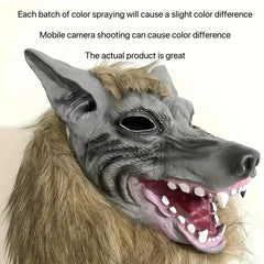 Halloween Wolf Head Mask & Gloves Set, Realistic Feel, Comfortable Enamel