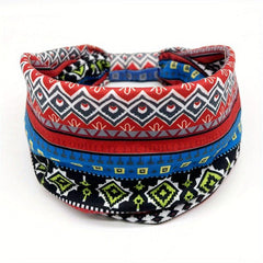 Ethnic Print Yoga Hairband Sweat Absorbing Headband
