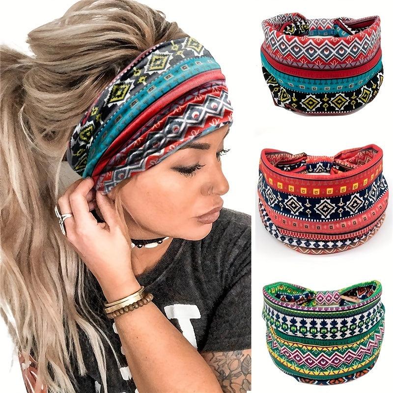 Ethnic Print Yoga Hairband Sweat Absorbing Headband