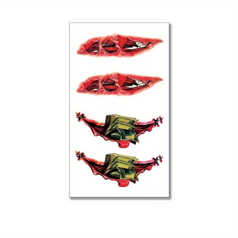 Scar Tattoo Stickers Funny Halloween Waterproof Non Reflective