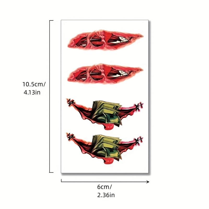 Scar Tattoo Stickers Funny Halloween Waterproof Non Reflective