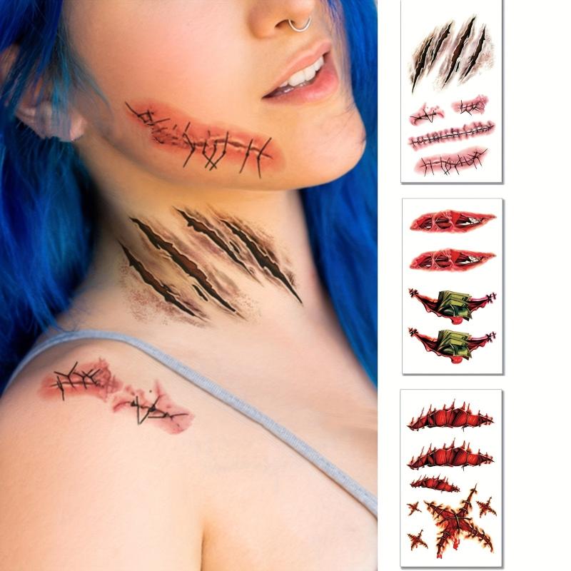 Scar Tattoo Stickers Funny Halloween Waterproof Non Reflective