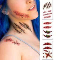 Scar Tattoo Stickers Funny Halloween Waterproof Non Reflective