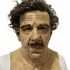Bald Old Man Latex Mask Long Hair Woman Skin Elderly Man Costume Mask