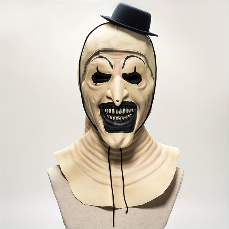 Horror Clown Cosplay Mask Bloody Demon Evil Hat Full Face Latex Mask