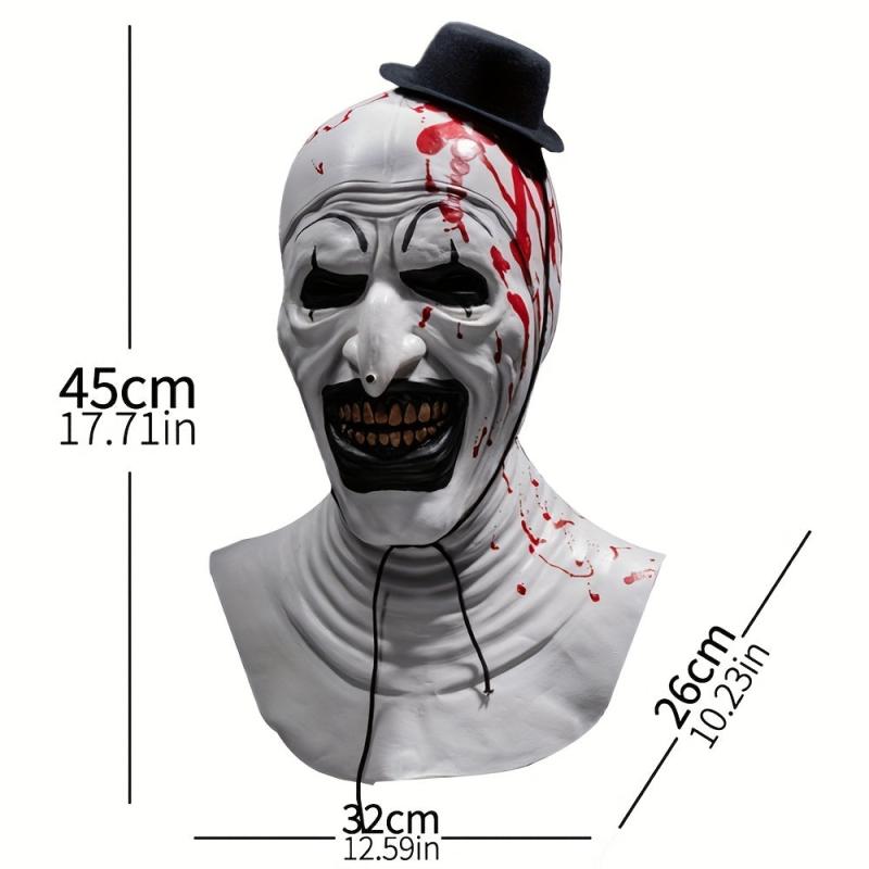 Horror Clown Cosplay Mask Bloody Demon Evil Hat Full Face Latex Mask