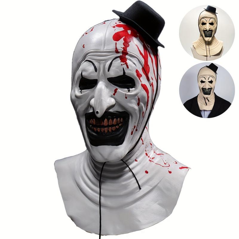 Horror Clown Cosplay Mask Bloody Demon Evil Hat Full Face Latex Mask