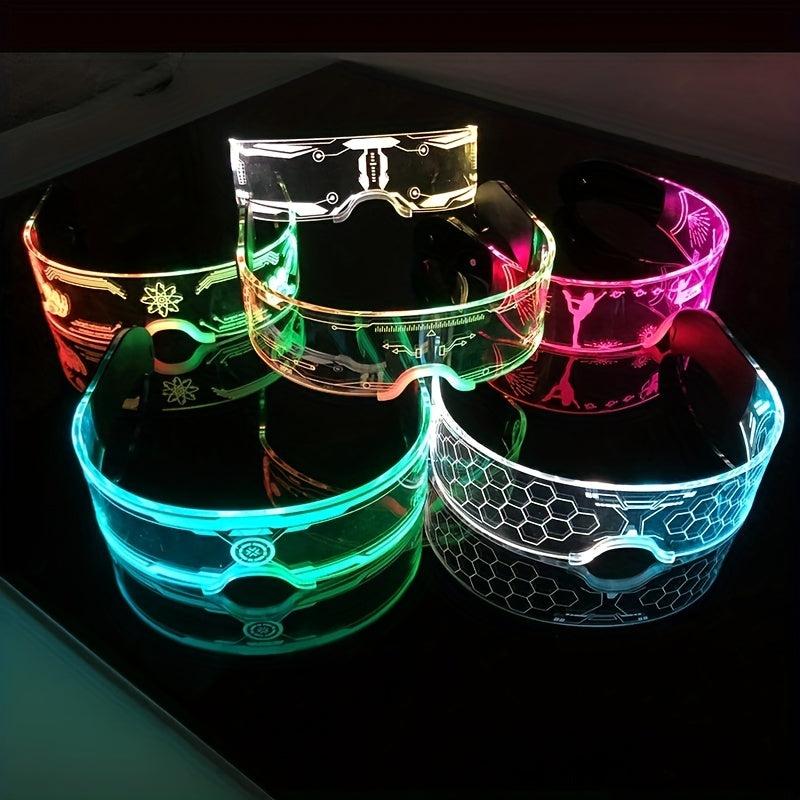 Glow In The Dark LED Light Up Glasses - Neon Glitter Party Glasses