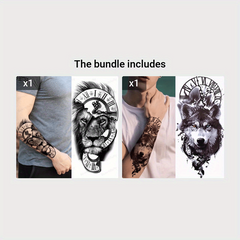 Lion Wolf Tattoo Sticker Arm Body Stickers Costume Makeup